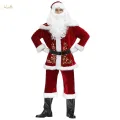 Santa Costume Big and Size Santa Claus Suit Set with Beard Fancy Dress with Gloves 4XL. 