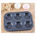 6 Round Non Stick Muffin and Mini Cupcake Mold - Black. 