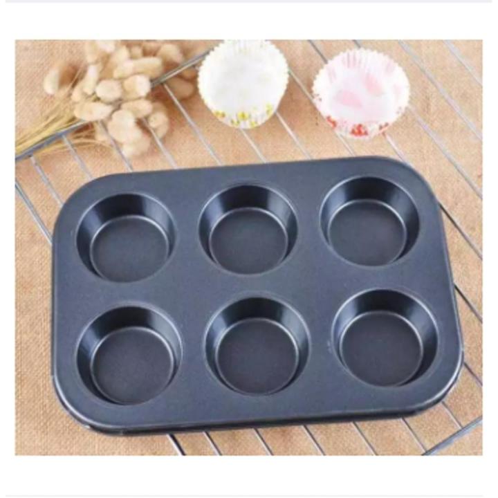 6 Round Non Stick Muffin and Mini Cupcake Mold - Black