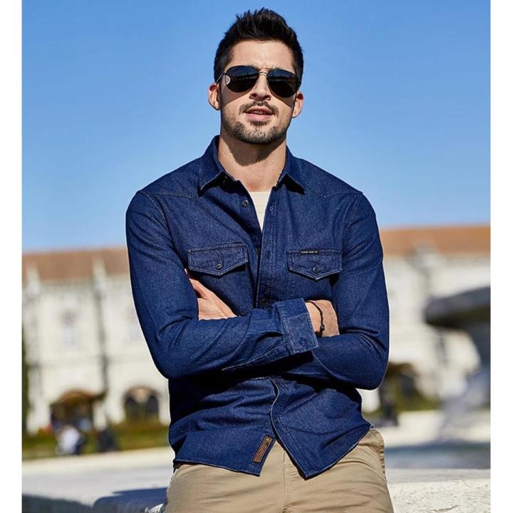 Denim Long Sleeve Casual Shirt for Men