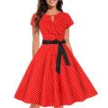Polka Dot Print Summer Dress Vintage Women 1950s 60s Swing Rockabilly Dress Robe Elegant Casual Office Lady Party Evening Dress. 