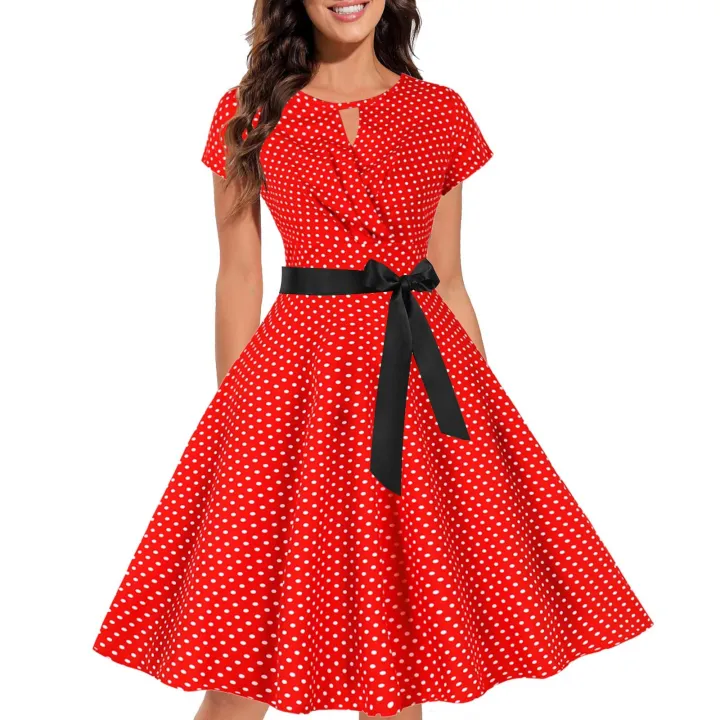 Polka%20Dot%20Print%20Summer%20Dress%20Vintage%20Women%201950s%2060s%20Swing%20Rockabilly%20Dress%20Robe%20Elegant%20Casual%20Office%20Lady%20Party%20Evening%20Dress%20-%20Image%207