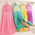 Print Coral Fleece Microfiber Hanging Hand Towel Cute Kids Washcoloths Quick Dry Thicken Cleaning Cloths Wipes Rags for Kitchen & Bathroom 38*30cm. 