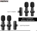 Remax K03 Type-C Wireless Microphone Dual Mic Live-Stream Microphone Plug And Play. 