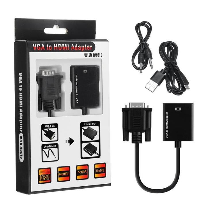 VGA to HDMI Connectors Output 1080P HD +Audio TV AV Video Cable Converter Adapter