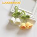 Hand-woven Pendants 2 Pcs Flores Convallariae Knitted Contrast Color Soft Fabric Diy Material Shoulder Bag Schoolbag Decor Car Interior Pendant Shoulder Bag Decor Pendants. 