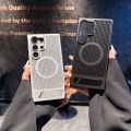 HODON Honeycomb Heat Dissipation Magnetic Phone Case For Samsung Galaxy S24 S25 S26 Ultra Plus S24+ S25+ Hidden Metal Bracket Holder Hard Cover. 