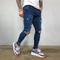 Ripped Men Jeans Slim Fit Skinny Pants High Quality Spring Summer Fashion Washed Vintage Blue Hip Hop Pants Streetwear Trousers.