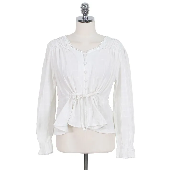 Women%20cute%20sweet%20peplum%20top%20slim%20waist%20a%20line%20belly%20design%20preppy%20style%20girls%20pink%20white%20button%20shirts%20blouses%20cotton%20D217%20-%20Image%208