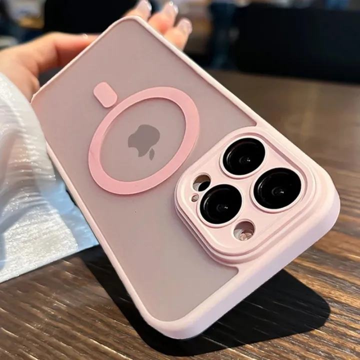 Original%20Pink%20Frosted%20Matte%20Magsafe%20Magnetic%20Candy%20Color%20Case%20for%20iPhone%2015%2014%2013%2012%2011%20Pro%20Max%20Plus%20Armor%20Transparent%20Cover%20-%20Image%202