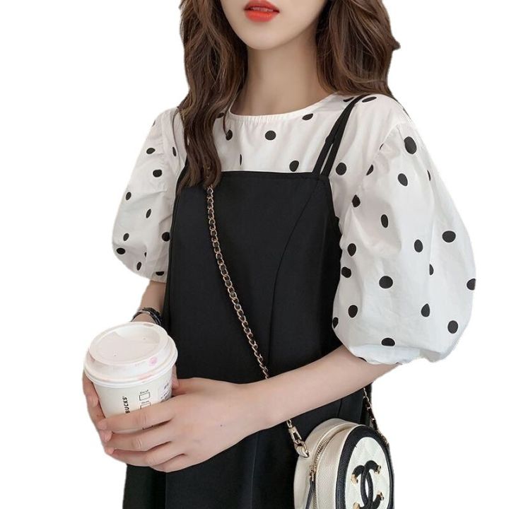 Fashion%20suit%20women's%202023%20Korean%20version%20of%20loose%20and%20thin%20polka%20dot%20top%20+%20slip%20dress%20two-piece%20set%20of%20slightly%20chubby%20women's%20clothing%20-%20Image%205