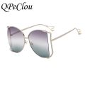 QPeClou 2020 New Luxury Pearl Sunglasses Women Fashion Oversized Metal Hollow Sun Glasses Ladies Clear Glasses Frame Spectacles.