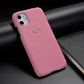 Custom Pebble Grain Genuine Leather Luxury Gold Initial Name Phone Case Cover For iPhone15 14 14ProMax 14Plus 13Promax 13 12 11 Dislikelike.
