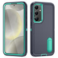 3 In 1 Full Cover Shockproof Phone Case With Stand For Samsung Galaxy S24 Thick Hard Phone Casing Contrasting Colors Fashion Phone Cover Shell. 