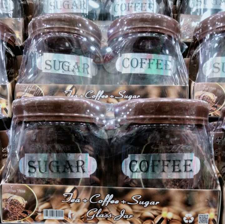 Tea+Coffee+Sugar glass jar pcs set
