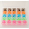 A Box of 25pc Coloured Plastic Bobbins in One Plastic Bobbin Case Box Colorful Plastic Sewing Machine Bobbins AA7242.