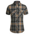 Mens Plaid Button Up Shirt Short Sleeve Casual Chemises Tops 7XL Vinatge Summer Double Pocket Men Designer Clothes Work Shirts. 