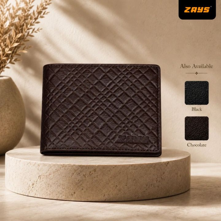 Zays Premium Eco-Friendly Leather Bifold Wallet for Men, Handmade Slim Compact Wallet 4.5 x 3.5 x 0.5 Inch, 4 Card Slots, 1 ID Slot, 2 Cash Compartments, Fits 1000 Taka Note, Luxury Box