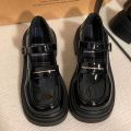 French Style Buckle Mary Jane Leather Shoes for Women Spring and Summer New Japanese StylejkRetro College Pumps Platform Loafers.