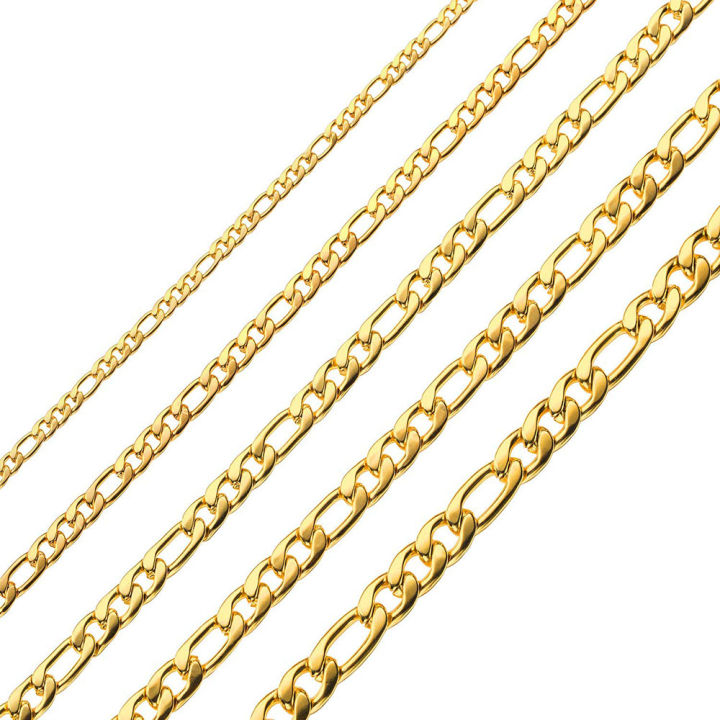 Wholesale 5mm 6mm Stainless Steel Necklace Mens 14k 18K Gold Plated Filled Cable Franco Chain Figaro Chain Rope Chain