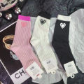Amoi Season European Goods Hot Stamping Letter Love Tube Socks Korean Style Ultra-Thin Hollow Mesh Good-looking Outer Socks. 