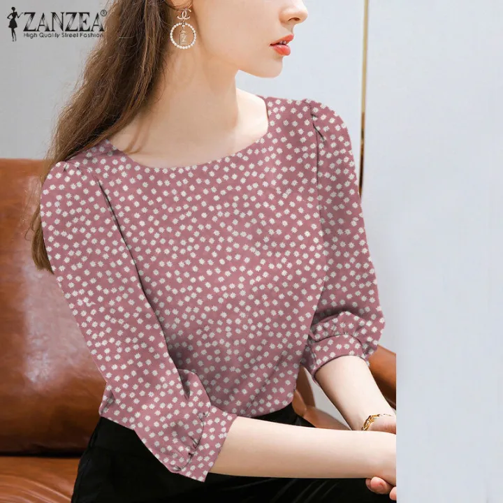 ZANZEA%20Women%20Business%20Casual%20Floral%20Printed%20Tops%20Office%20OL%20Workwear%20Square%20Neck%20T-Shirt%20#11%20-%20Image%202