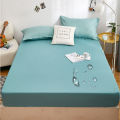 Waterproof Solid Fitted Sheet Nordic Bed Sheet Adjustable Mattress Cover 4 Corner Elastic Belt Multi Size Waterproof Bed Sheet. 