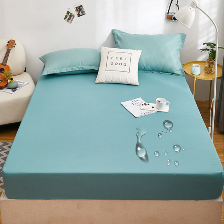 Waterproof%20Solid%20Fitted%20Sheet%20Nordic%20Bed%20Sheet%20Adjustable%20Mattress%20Cover%204%20Corner%20Elastic%20Belt%20Multi%20Size%20Waterproof%20Bed%20Sheet%20-%20Image%206