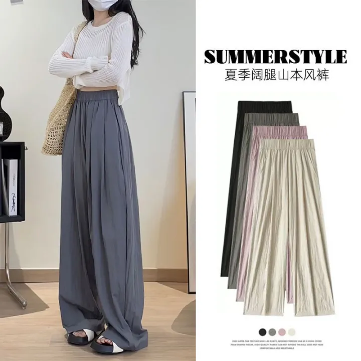 Ice%20Silk%20Wide-Leg%20Pants%20Women's%20Summer%20High%20Waist%20Draping%20Casual%20Japanese%20Cotton%20and%20Linen%20Lazy%20Yamamoto%20Pants%20Pleated%20Straight%20Pants%20-%20Image%203