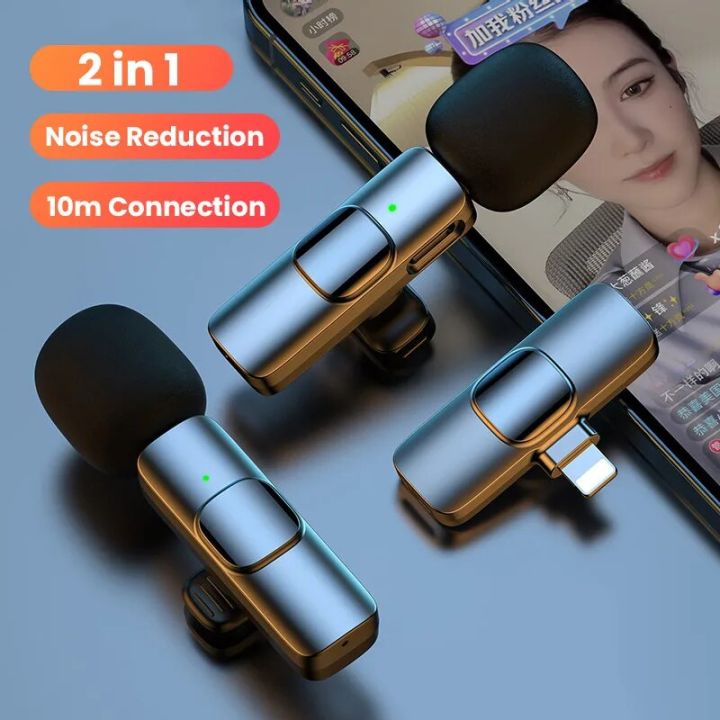 K9 Wireless Dual Microphone Professional Lapel Lavalia Microphone - Type C To remove the word for Adapter Micro SDHC - High-Quality Audio Recording