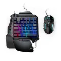 One-Handed Keyboard RGB Gaming Mouse + Gaming Keyboard Kit 35 Keys LED Left Hand Mini Keypad for Mobile Game. 