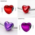 925 Sterling Silver Heart Shaped Charm Bead Fits Original Pandora Bracelet Necklace Women Chameleon Pendant DIY Fine Jewelry Hot. 