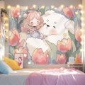 Cute Cartoon CureinsWind Xiaohongshu Bedroom Background Cloth Wall Cloth Live Tapestry Bedspread Decorative Canvas. 