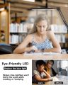 LED Desk Lamp with Clamp, 10W Swing Arm Desk Lamp, Eye-Caring Dimmable Desk Light with 10 Brightness Level, 3 Lighting Modes. 