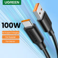 UGREEN 6A 100W Aluminum shell Nylon Type C Fast Charger USB Cable for Huawei P40 P40 Pro P40 Pro P30 Pro P10 P10 Pro P20 Mate 10 Mate 20 Pro Mate 30 V10 V20 SuperCharge USB C Cable. 