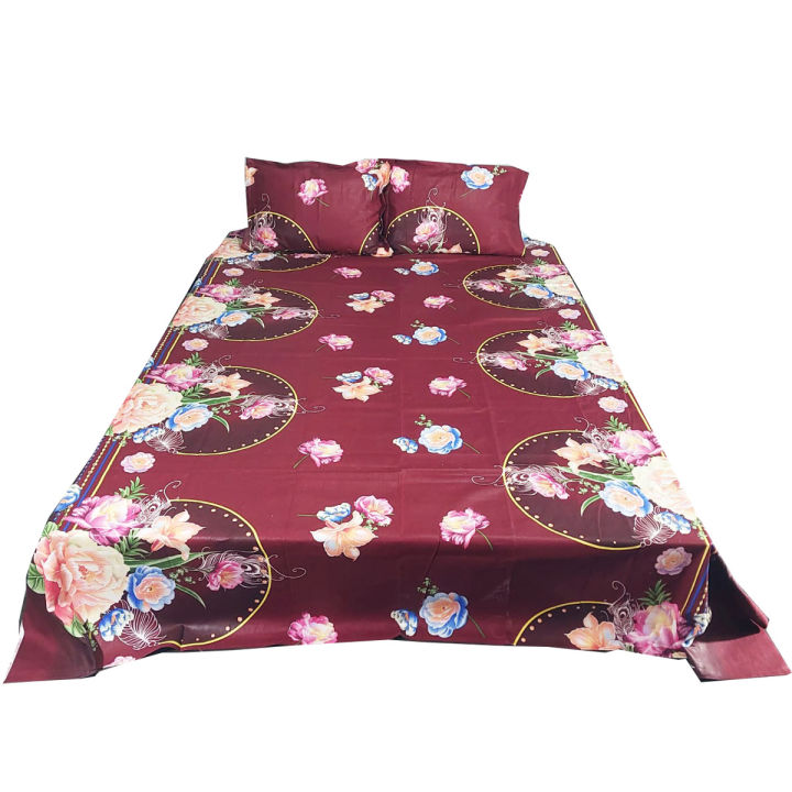 Fashionable%20Double%20(King%20)Size%20Cotton%20fabrica%20Printed%20-Flat%20Type%20Hand%20Washable%20Bed%20Sheet%20Set%20With%20Matching%202%20Pillow%20Covers%20-%20Image%202