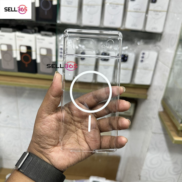 Google Pixel 6 Berlia Transparent Magnatic Magsafe Anti Yellow Clear Protective Phone Case Back Cover