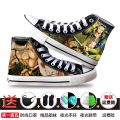 Anime Peripheral One Piece High-Top Canvas Shoes Luffy Zoro Ace Boys and Girls Children Graffiti Leisure Shoes. 