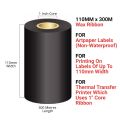 Premium Wax Barcode Ribbon 110mm x 300M – Thermal Transfer Ribbon for Label Printing | Smudge-Free & High-Quality Print. 
