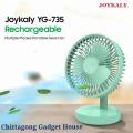 JOYKALY YG-735/ 717  Rechargeable 2400mAh Lithium Battery Strong Wind Portable Desk / Table Fan. 