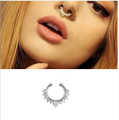 Women Fake Nose Ring Silver Color Non-Piercing Clip-On Jewelry Single Piece.