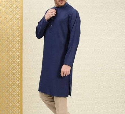 Fashionable%20Cotton%20Punjabi%20For%20Men%20-%20Navy%20Blue%20-%20Image%203