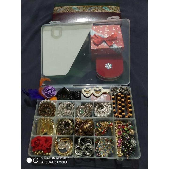 3pes Jewelry Storage Box 15 Compartment Ornaments Plastic Storage Box Case for Bead Rings Jewelry Display Organizer