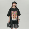 American fashion brandoversizeTravel Couple plus Size Summer Loose Trendy All-Match CartoonTWomen's T-shirt.