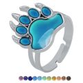 Bear Paw Dinosaur Polar Bear Mood Ring Change Colour Emotion Feeling Changeable Temperature Adjustable Ring Jewelry for Gift.
