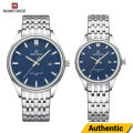 NAVIFORCE 8039 Quartz Watches for Couples Stainless Steel Strap Casual And Business Fashion Wristwatch Water Resistance Clock for Men and Women - Silver & Blue. 