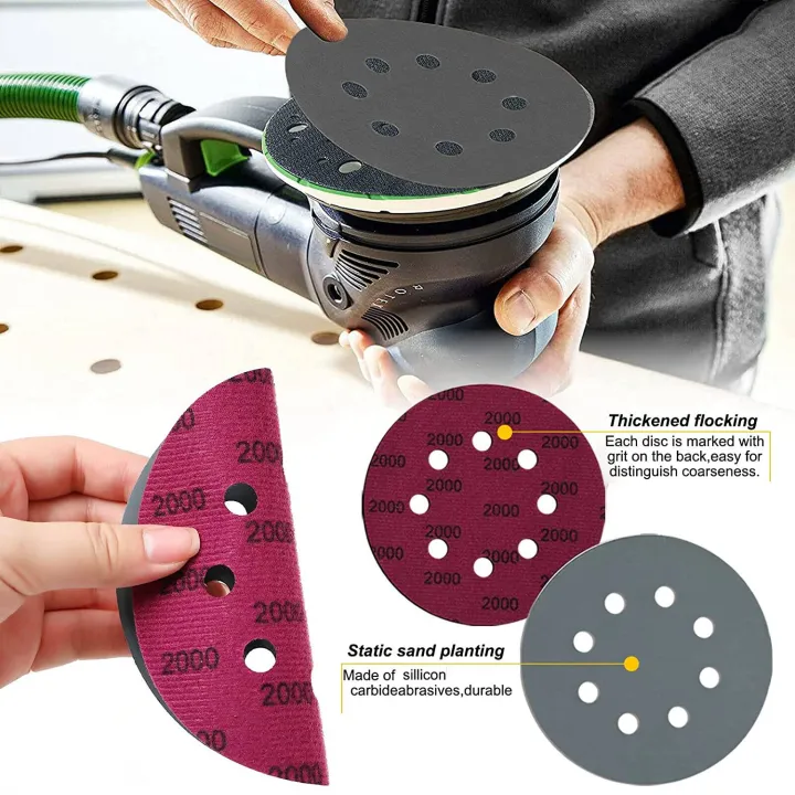 30Pcs%205-Inch%20Sanding%20Disc%20Sets,%20Hook&Loop%205-Inch%208-Hole%20Combination%20(800/1000/1500/2000/3000/5000)%20Sandpaper%20New%20Silicon%20Carbide%20-%20Image%204