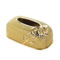 New High Fashion Nordic Light Luxury Acrylic Car Paper Box Gold Metal Tissue Box Holder For Home Hotel Restaurant Decorative.