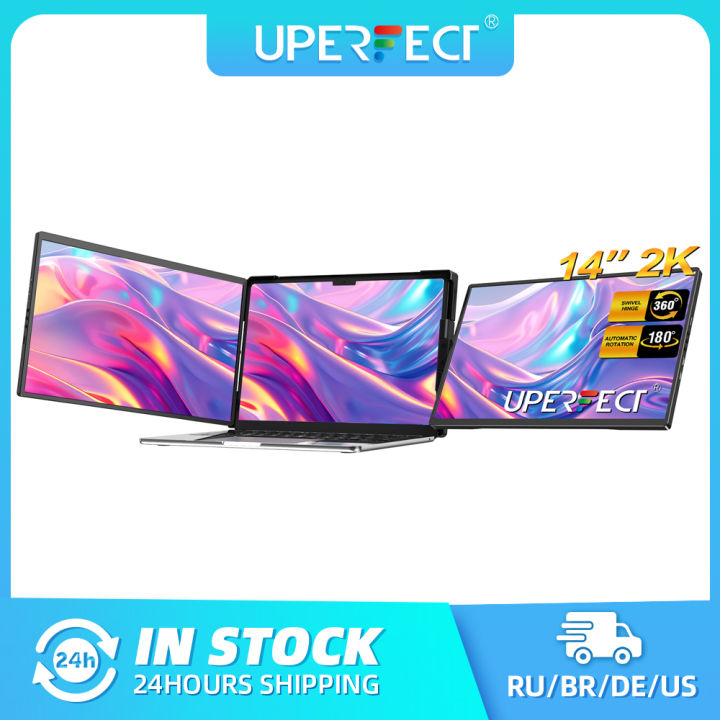 UPERFECT 14 Triple Laptop Screen Extender 2K 1440P IPS Portable Monitor for 13-17.3Laptop HDMI USB C Dual Extender Display