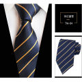 Tie men's navy blue striped formal dress business groom shirt to work interview professional hand-made tie. 